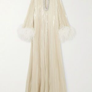 Self-Portrait Shimmering Cream Maxi Dress